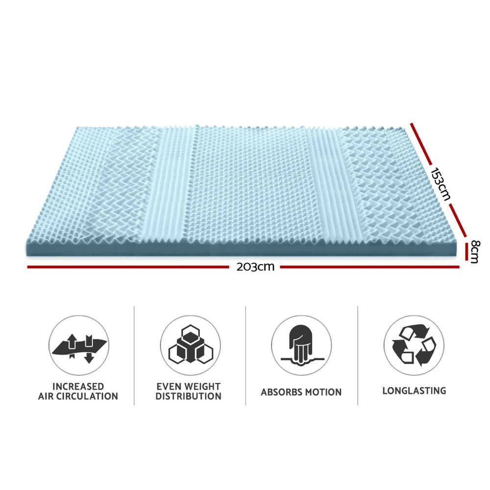 Giselle Bedding Queen Mattress Topper, 8cm 7-Zone Memory Foam