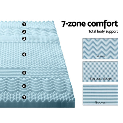 Giselle Bedding Queen Mattress Topper, 8cm 7-Zone Memory Foam