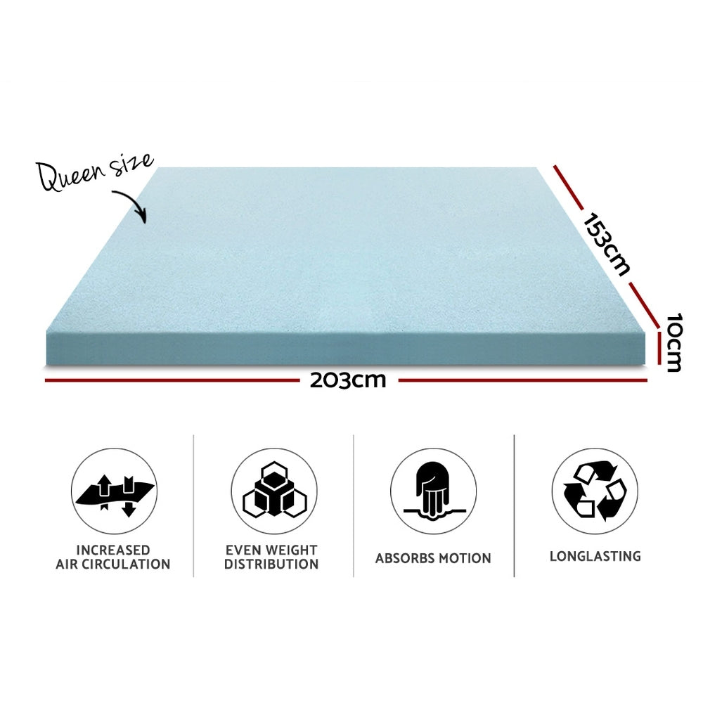 Giselle Bedding Queen Mattress Topper, 10cm Cool Gel Memory Foam