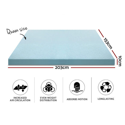 Giselle Bedding Queen Mattress Topper, 10cm Cool Gel Memory Foam