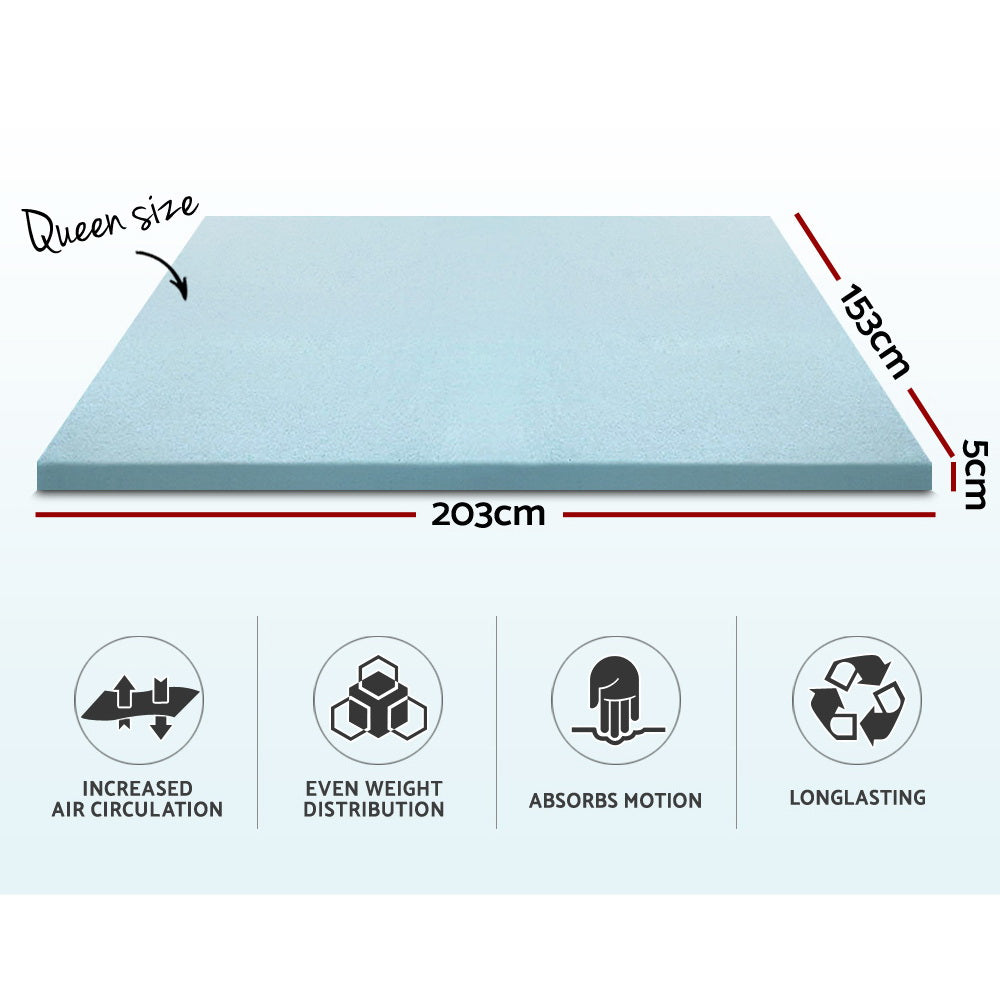 Giselle Bedding Queen Mattress Topper, 5cm Cool Gel Memory Foam