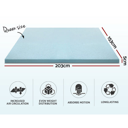 Giselle Bedding Queen Mattress Topper, 5cm Cool Gel Memory Foam