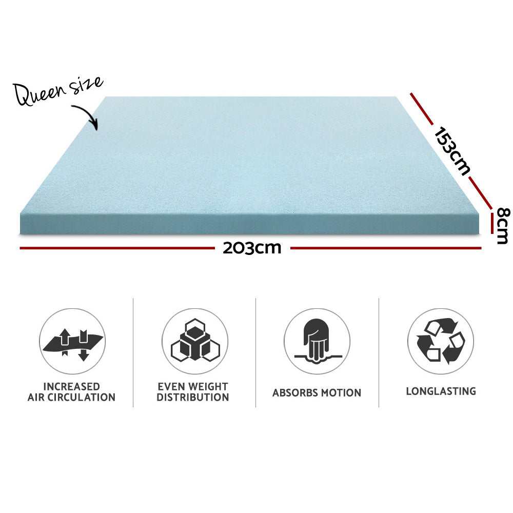 Giselle Bedding Queen Mattress Topper, 8cm Cool Gel Memory Foam