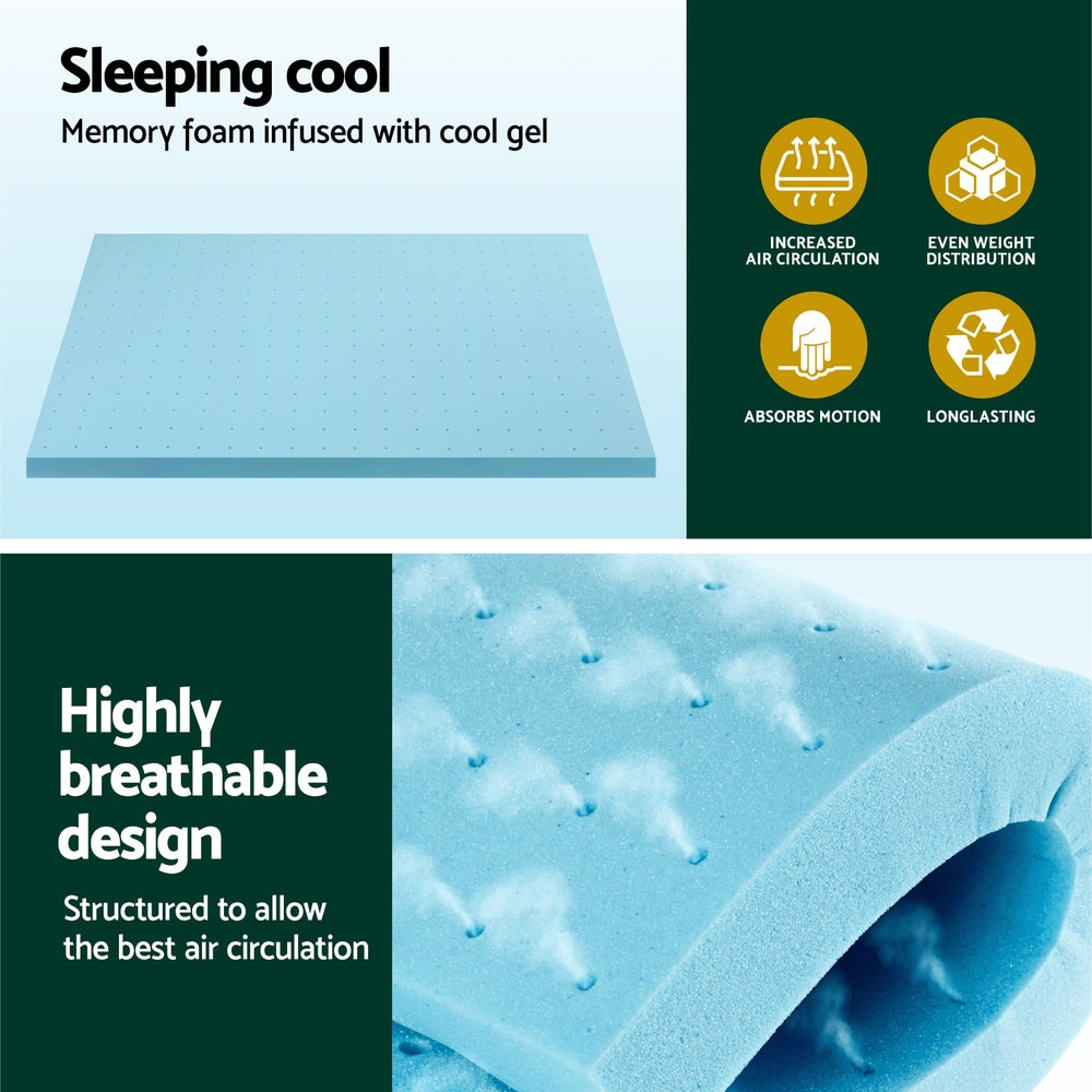 Giselle Bedding Queen Mattress Topper, 8cm Ventilated Gel Memory Foam