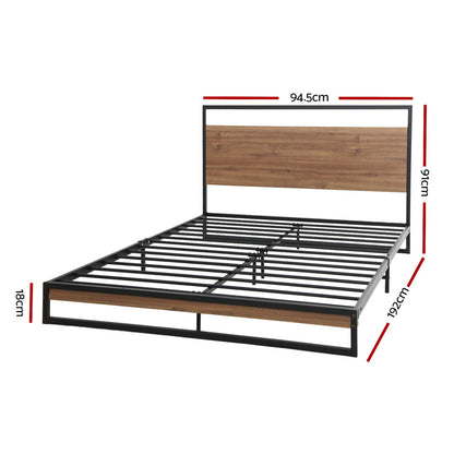 DANE single bed frame with evenly spaced metal tube slats across the frame