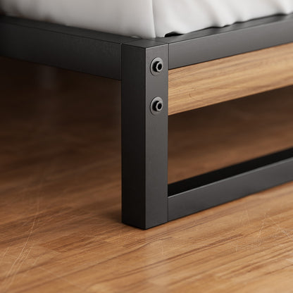 Industrial style single bed frame in rust-resistant black powder-coated steel