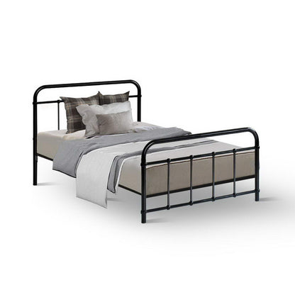 Black metal single bed frame rated to 150kg and sized for a 190cm x 90cm mattress