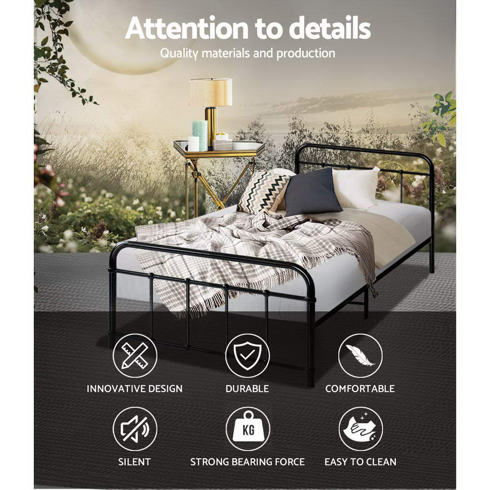 LEO metal bed frame measuring 199cm long, 96cm wide and 83cm tall