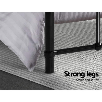 Open space beneath the Artiss LEO single bed frame for under-bed storage