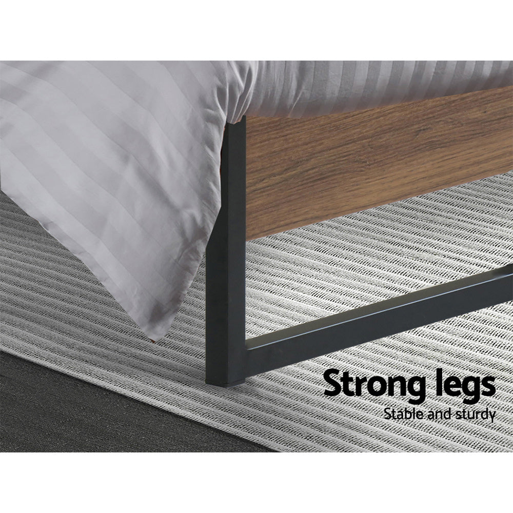 Industrial style single bed base in rust-resistant black powder-coated steel