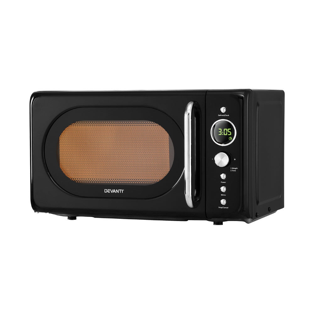 Devanti 20L microwave oven in black with digital control