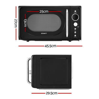Devanti 20L black microwave oven with 8 auto cook menus