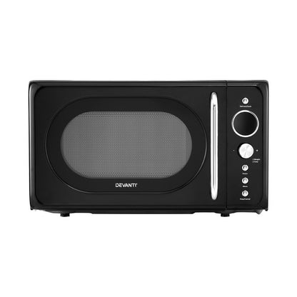 Devanti 20L black microwave oven, 700W with green LED screen