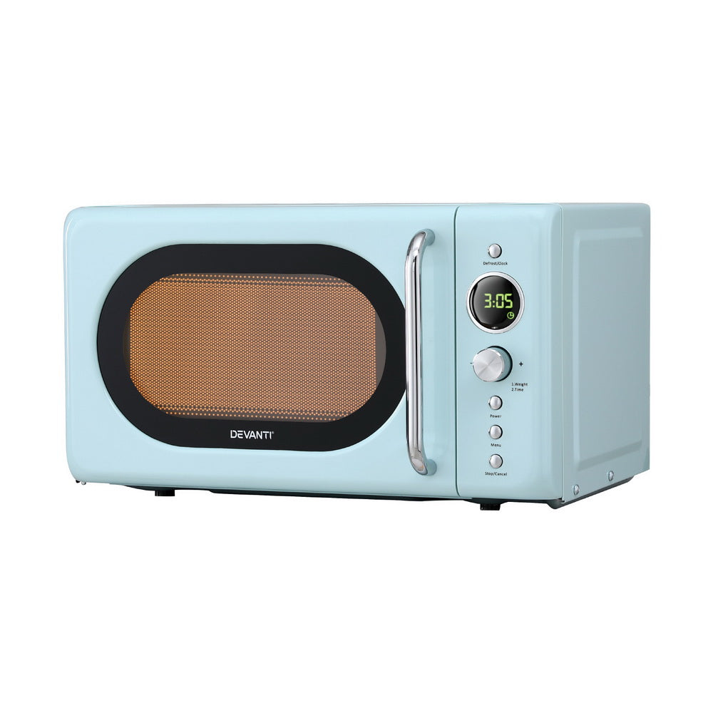 Devanti 20L 700W microwave oven in blue with digital control