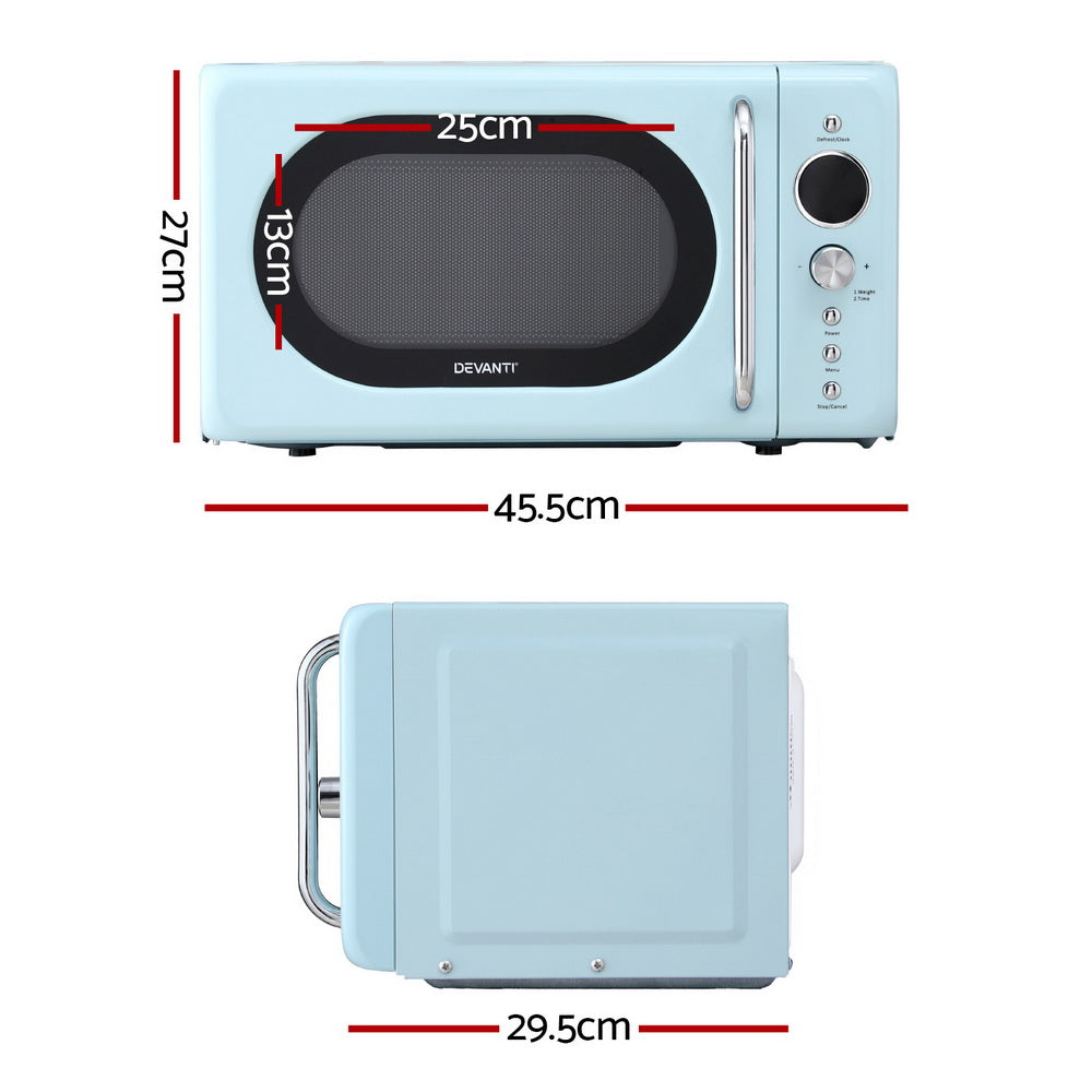 Devanti 20L 700W blue microwave oven with 8 auto cook menus