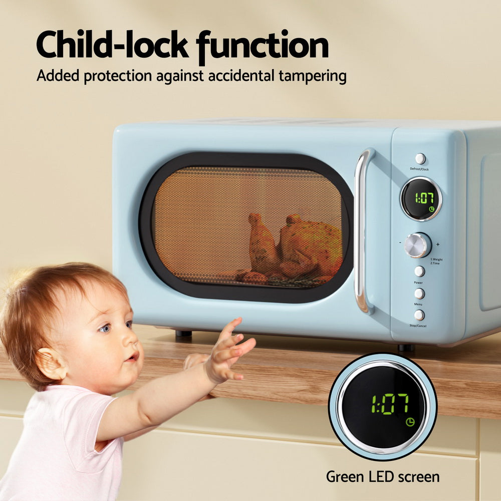 Devanti 20L 700W blue microwave oven with 24 hour timer