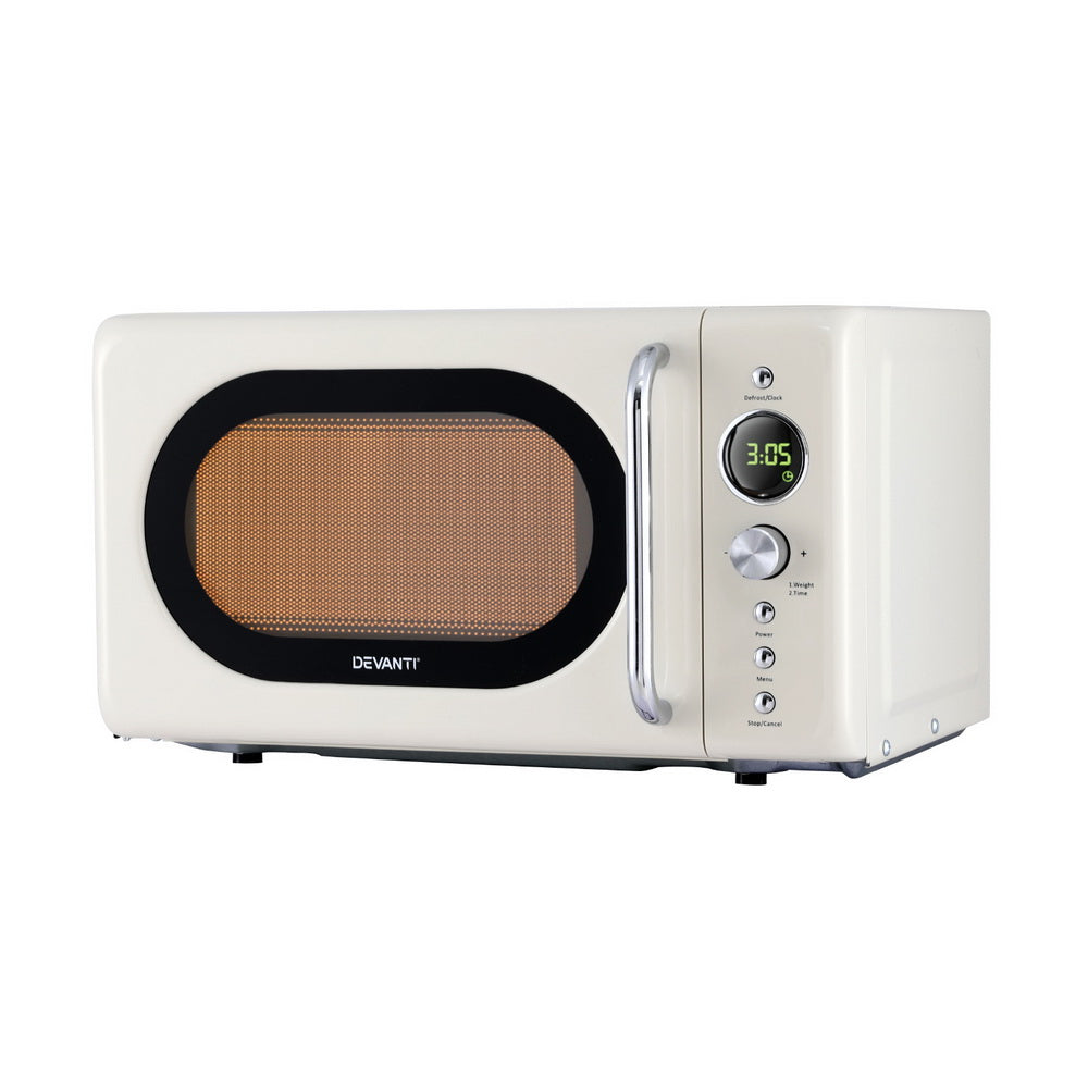 Devanti 20L microwave oven in cream with digital control