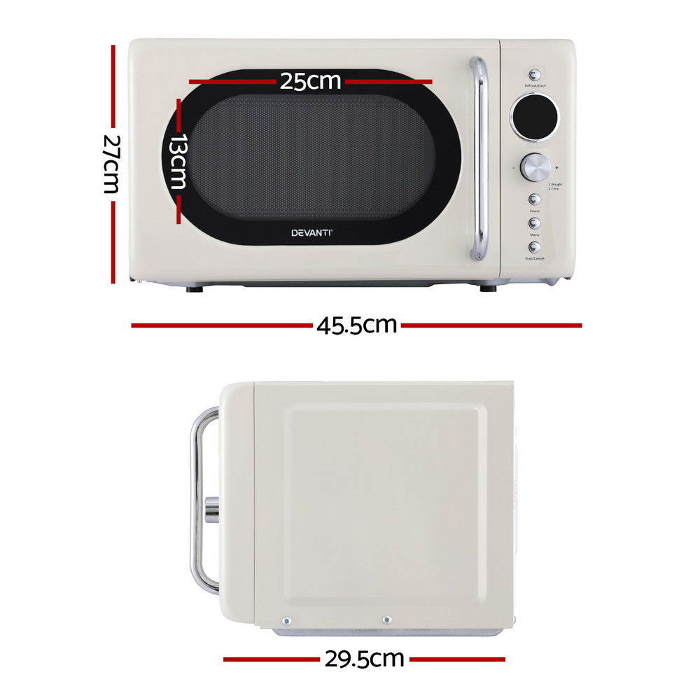 Devanti 20L cream microwave oven with 8 auto cook menus