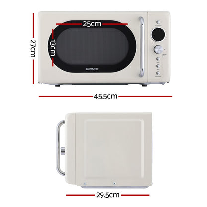 Devanti 20L cream microwave oven with 8 auto cook menus