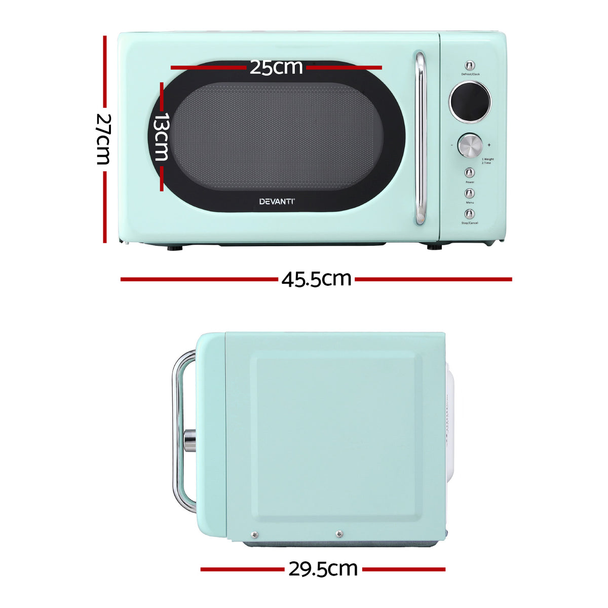 Devanti 20L green microwave oven, 700W with green LED screen