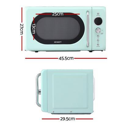 Devanti 20L green microwave oven, 700W with green LED screen