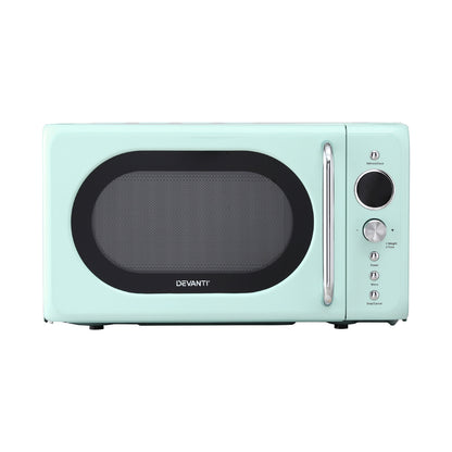 Devanti 20L green microwave oven with 245 mm glass turntable