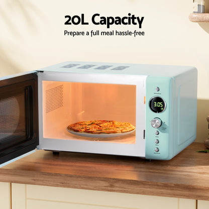 Devanti 20L green microwave oven with 24 hour timer