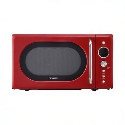 Devanti 20L red microwave oven, 700W with green LED screen
