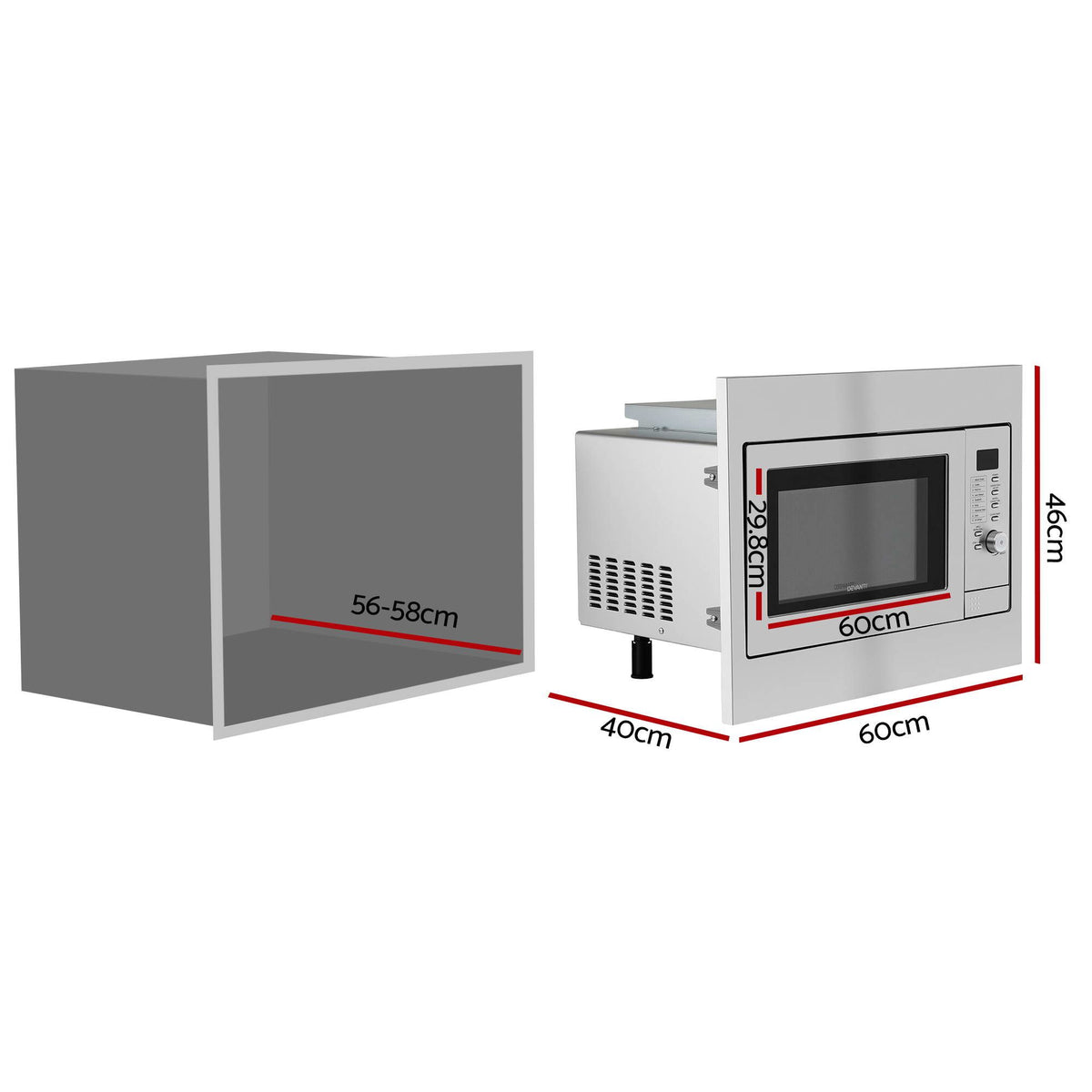 Devanti 30L built in microwave oven with microwave, grill, air fry and convection