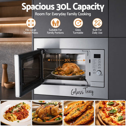 Devanti 30L built in microwave oven with digital display and knob control
