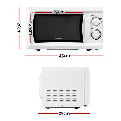 Devanti 20L 700W white microwave oven with 6 power levels and speed defrost