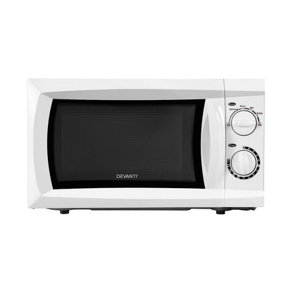 Devanti 20L 700W white microwave oven with 245 mm glass turntable