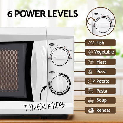 Devanti 20L 700W white microwave oven with LED screen and cooking end signal