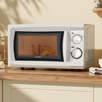 Devanti 20L 700W white countertop microwave oven, 49 x 29 x 26cm