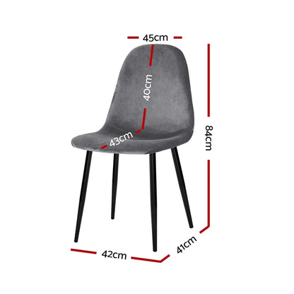 Artiss Dining Chairs Set of 4 Velvet Curved Slope Grey - Flea Market