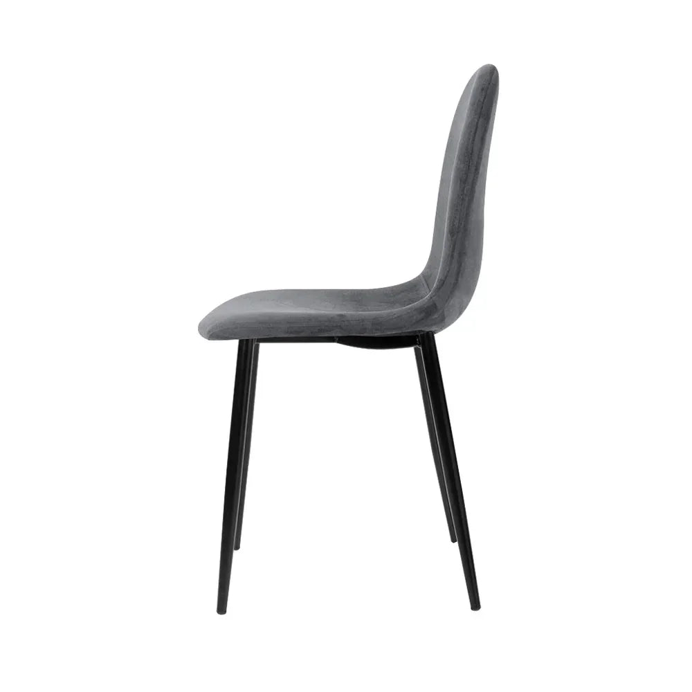 Artiss Dining Chairs Set of 4 Velvet Curved Slope Grey - Flea Market