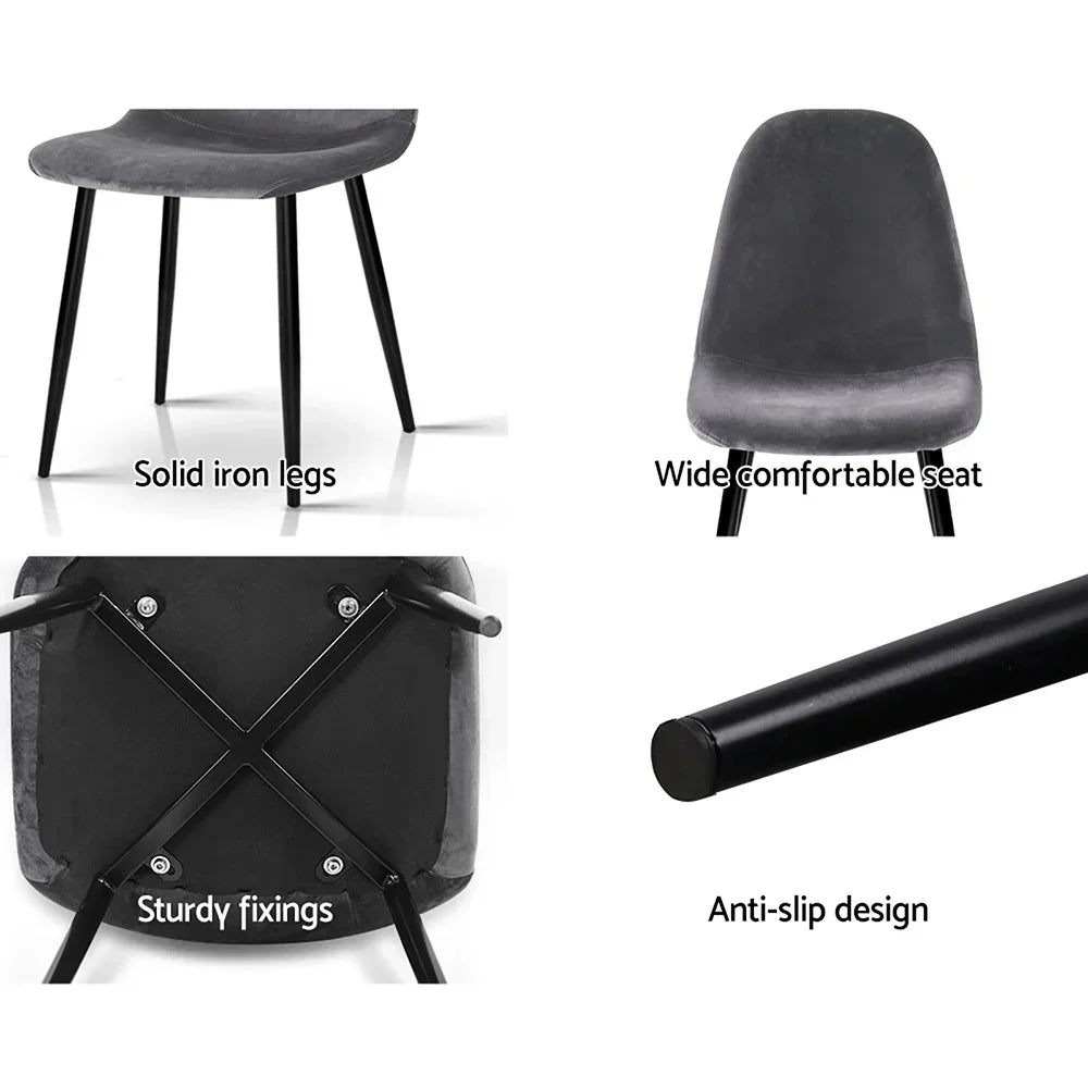 Artiss Dining Chairs Set of 4 Velvet Curved Slope Grey - Flea Market