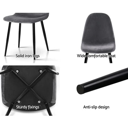 Artiss Dining Chairs Set of 4 Velvet Curved Slope Grey - Flea Market