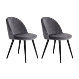 Artiss Dining Chairs Set of 2 Velvet Solid Curved Dark Grey - Flea Market
