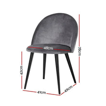 Artiss Dining Chairs Set of 2 Velvet Solid Curved Dark Grey - Flea Market