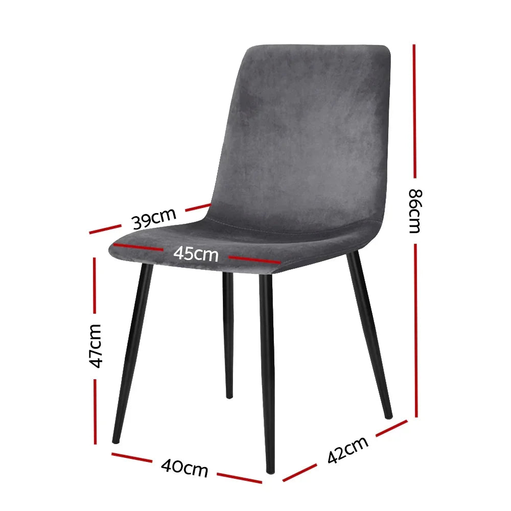 Artiss Dining Chairs Set of 4 Velvet Horizontal Slope Grey - Flea Market
