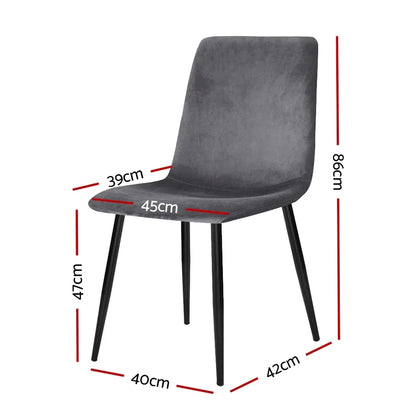 Artiss Dining Chairs Set of 4 Velvet Horizontal Slope Grey - Flea Market