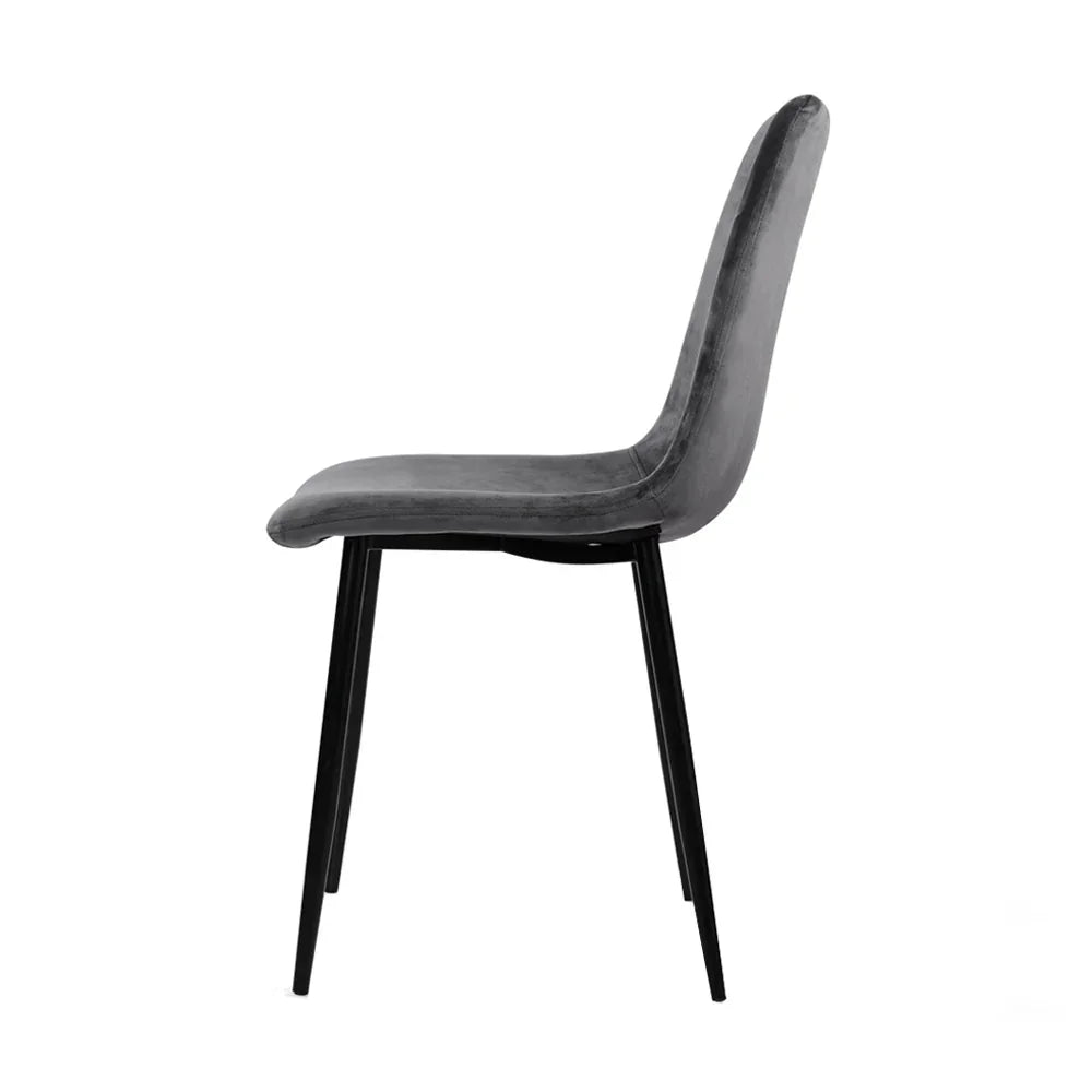Artiss Dining Chairs Set of 4 Velvet Horizontal Slope Grey - Flea Market