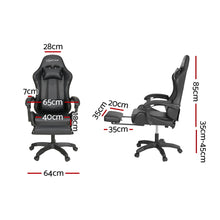 Artiss Massage Gaming Chair 6 Point Vibration 7 LED Footrest Black