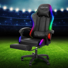 Artiss Massage Gaming Chair 6 Point Vibration 7 LED Footrest Black