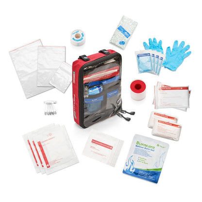 Large waterproof storage box with colour-coded labelling, reinforced handles and mesh pockets