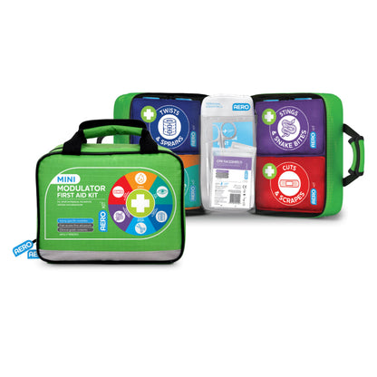 Modular Mini Softpack First Aid Kit with 125 first aid items across five injury-specific modules