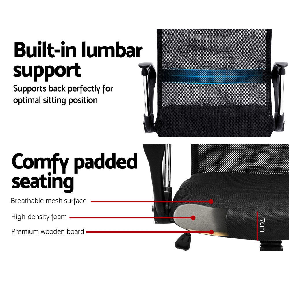 Ergonomic office chair with built-in lumbar support and comfy padded mesh seating for optimal comfort