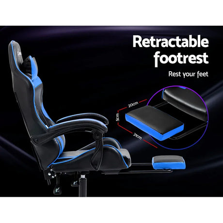 Artiss Gaming Office Chair Recliner Footrest Blue - Flea Market