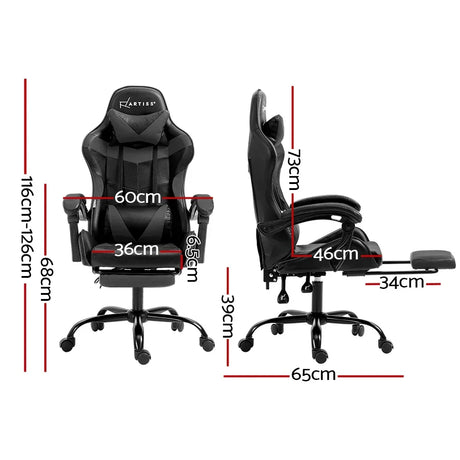 Artiss Gaming Chair Leather - Grey - Flea Market